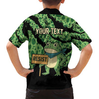 Personalized Portland Frog Resist Family Matching Short Sleeve Bodycon Dress and Hawaiian Shirt Frogs Against Fascism - Wonder Print Shop