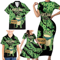 Personalized Portland Frog Resist Family Matching Short Sleeve Bodycon Dress and Hawaiian Shirt Frogs Against Fascism - Wonder Print Shop