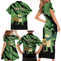 Personalized Portland Frog Resist Family Matching Short Sleeve Bodycon Dress and Hawaiian Shirt Frogs Against Fascism - Wonder Print Shop