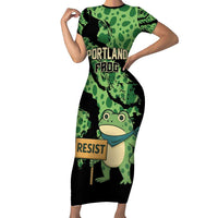 Personalized Portland Frog Resist Family Matching Short Sleeve Bodycon Dress and Hawaiian Shirt Frogs Against Fascism - Wonder Print Shop