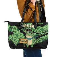 Portland Frog Resist Leather Tote Bag Frogs Against Fascism - Wonder Print Shop