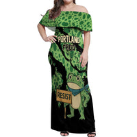 Personalized Portland Frog Resist Off Shoulder Maxi Dress Frogs Against Fascism - Wonder Print Shop