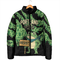 Personalized Portland Frog Resist Padded Jacket Frogs Against Fascism - Wonder Print Shop