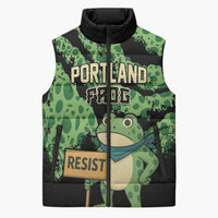 Personalized Portland Frog Resist Sleeveless Puffer Jacket Frogs Against Fascism - Wonder Print Shop