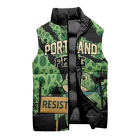 Personalized Portland Frog Resist Sleeveless Puffer Jacket Frogs Against Fascism - Wonder Print Shop