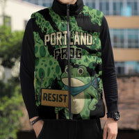 Personalized Portland Frog Resist Sleeveless Puffer Jacket Frogs Against Fascism - Wonder Print Shop