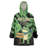 Personalized Portland Frog Resist Wearable Blanket Hoodie Frogs Against Fascism - Wonder Print Shop