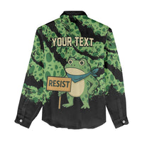 Personalized Portland Frog Resist Women Casual Shirt Frogs Against Fascism - Wonder Print Shop