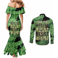 Personalized Portland Frog Protest Couples Matching Mermaid Dress and Long Sleeve Button Shirt Only You Can Prevent Fascism - Wonder Print Shop