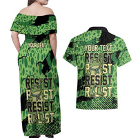Personalized Portland Frog Protest Couples Matching Off Shoulder Maxi Dress and Hawaiian Shirt Only You Can Prevent Fascism - Wonder Print Shop