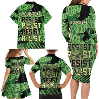Personalized Portland Frog Protest Family Matching Long Sleeve Bodycon Dress and Hawaiian Shirt Only You Can Prevent Fascism - Wonder Print Shop