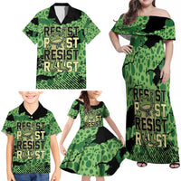 Personalized Portland Frog Protest Family Matching Off Shoulder Maxi Dress and Hawaiian Shirt Only You Can Prevent Fascism - Wonder Print Shop