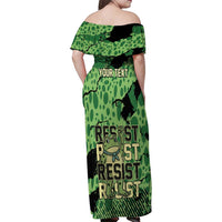 Personalized Portland Frog Protest Family Matching Off Shoulder Maxi Dress and Hawaiian Shirt Only You Can Prevent Fascism - Wonder Print Shop