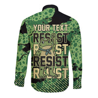 Personalized Portland Frog Protest Long Sleeve Button Shirt Only You Can Prevent Fascism - Wonder Print Shop