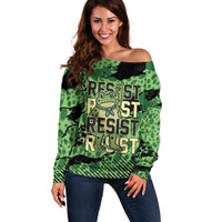 Personalized Portland Frog Protest Off Shoulder Sweater Only You Can Prevent Fascism - Wonder Print Shop