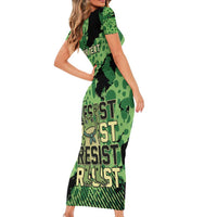 Personalized Portland Frog Protest Short Sleeve Bodycon Dress Only You Can Prevent Fascism - Wonder Print Shop