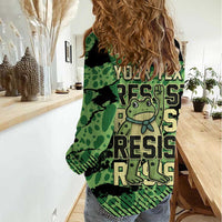 Personalized Portland Frog Protest Women Casual Shirt Only You Can Prevent Fascism - Wonder Print Shop