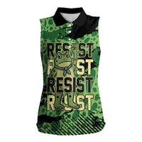Personalized Portland Frog Protest Women Sleeveless Polo Shirt Only You Can Prevent Fascism - Wonder Print Shop