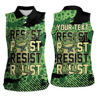Personalized Portland Frog Protest Women Sleeveless Polo Shirt Only You Can Prevent Fascism - Wonder Print Shop