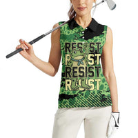 Personalized Portland Frog Protest Women Sleeveless Polo Shirt Only You Can Prevent Fascism - Wonder Print Shop