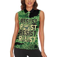 Personalized Portland Frog Protest Women Sleeveless Polo Shirt Only You Can Prevent Fascism - Wonder Print Shop