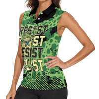 Personalized Portland Frog Protest Women Sleeveless Polo Shirt Only You Can Prevent Fascism - Wonder Print Shop