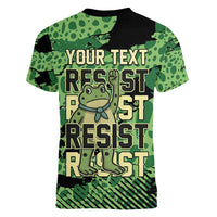 Personalized Portland Frog Protest Women V-Neck T-Shirt Only You Can Prevent Fascism - Wonder Print Shop