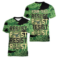 Personalized Portland Frog Protest Women V-Neck T-Shirt Only You Can Prevent Fascism - Wonder Print Shop