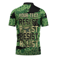 Personalized Portland Frog Protest Zipper Polo Shirt Only You Can Prevent Fascism - Wonder Print Shop