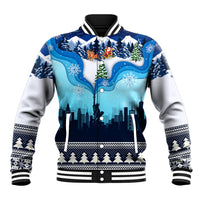 New York Christmas Baseball Jacket Manhattan Statue Of Liberty - Wonder Print Shop