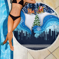 New York Christmas Beach Blanket Manhattan Statue Of Liberty - Wonder Print Shop