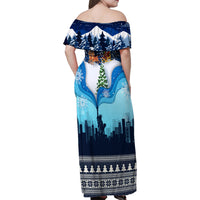New York Christmas Family Matching Off Shoulder Maxi Dress and Hawaiian Shirt Manhattan Statue Of Liberty - Wonder Print Shop