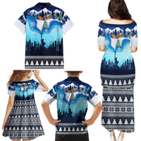 New York Christmas Family Matching Puletasi Dress and Hawaiian Shirt Manhattan Statue Of Liberty - Wonder Print Shop