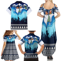 New York Christmas Family Matching Summer Maxi Dress and Hawaiian Shirt Manhattan Statue Of Liberty - Wonder Print Shop