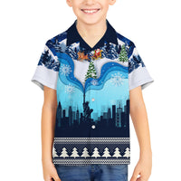 New York Christmas Family Matching Tank Maxi Dress and Hawaiian Shirt Manhattan Statue Of Liberty - Wonder Print Shop