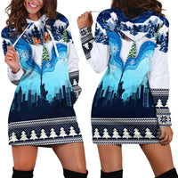 New York Christmas Hoodie Dress Manhattan Statue Of Liberty - Wonder Print Shop