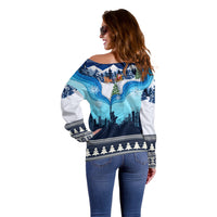 New York Christmas Off Shoulder Sweater Manhattan Statue Of Liberty - Wonder Print Shop