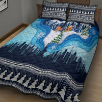 New York Christmas Quilt Bed Set Manhattan Statue Of Liberty - Wonder Print Shop