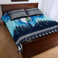 New York Christmas Quilt Bed Set Manhattan Statue Of Liberty - Wonder Print Shop