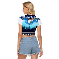 New York Christmas Raglan Cropped T Shirt Manhattan Statue Of Liberty - Wonder Print Shop