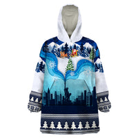 New York Christmas Wearable Blanket Hoodie Manhattan Statue Of Liberty - Wonder Print Shop