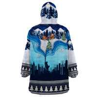 New York Christmas Wearable Blanket Hoodie Manhattan Statue Of Liberty - Wonder Print Shop