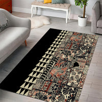 Hawaiian Quilt Area Rug Hibiscus Kakau Vintage Style - Wonder Print Shop