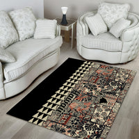 Hawaiian Quilt Area Rug Hibiscus Kakau Vintage Style - Wonder Print Shop