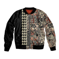 Hawaiian Quilt Bomber Jacket Hibiscus Kakau Vintage Style - Wonder Print Shop