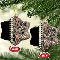 Hawaiian Quilt Ceramic Ornament Hibiscus Kakau Vintage Style - Wonder Print Shop