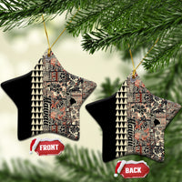 Hawaiian Quilt Ceramic Ornament Hibiscus Kakau Vintage Style - Wonder Print Shop