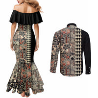 hawaiian-quilt-couples-matching-mermaid-dress-and-long-sleeve-button-shirt-hibiscus-kakau-vintage-style