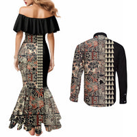 hawaiian-quilt-couples-matching-mermaid-dress-and-long-sleeve-button-shirt-hibiscus-kakau-vintage-style