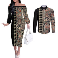 hawaiian-quilt-couples-matching-off-the-shoulder-long-sleeve-dress-and-long-sleeve-button-shirt-hibiscus-kakau-vintage-style